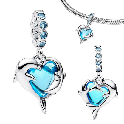 Original 925 Sterling Silver Blue Zircon Space Charms Aircraft Planet Astronaut Beads for DIY Necklace and Bracelet Jewelry Gift