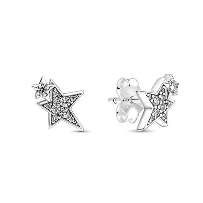 Spring Blue Flower Stud Earrings 925 Sterling Silver Zircon Jewelry for Women P2017