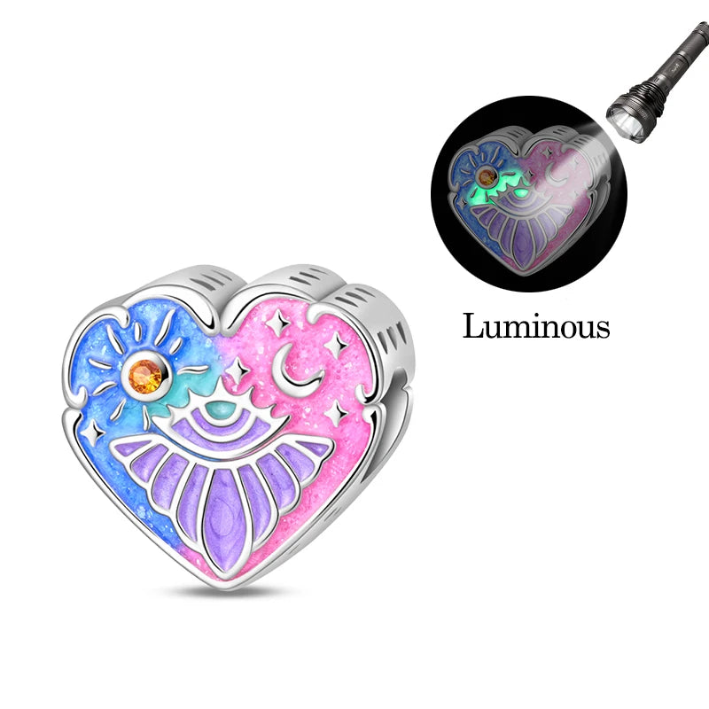 925 Sterling Silver Luminous Lantern Angel Cat Charm
