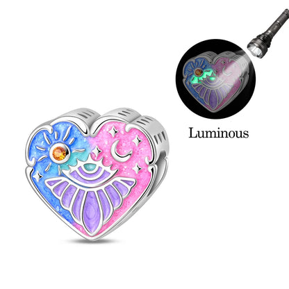 925 Sterling Silver Luminous Lantern Angel Cat Charm