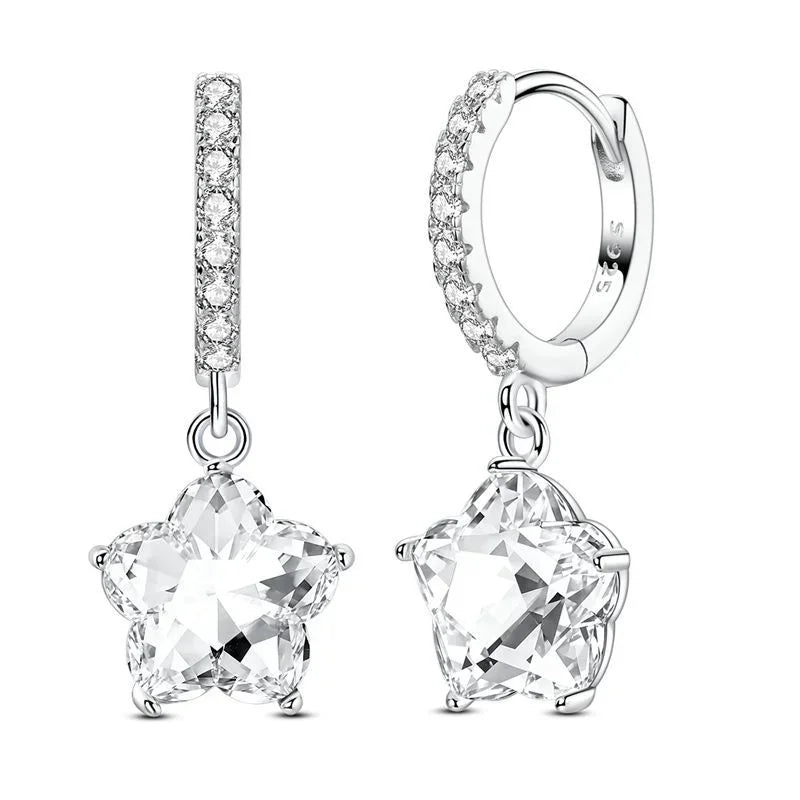 925 Sterling Silver Skull Pumpkin Cross Hoop Earrings Sparkling Zircon Glamorous Women Jewelry