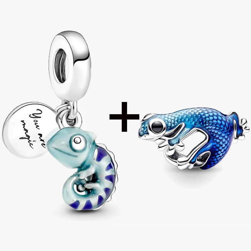 Chameleon and Turtle Pendant Beads for Charm Bracelets Jewelry Gift BD20