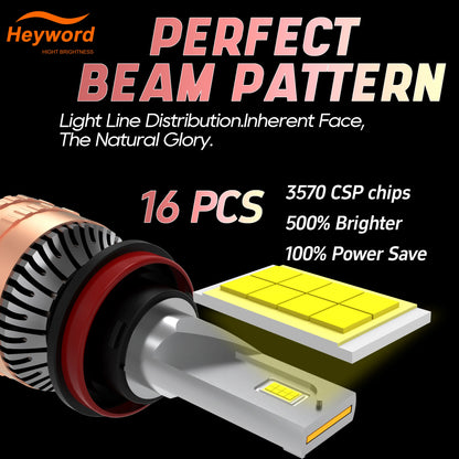 Heyword 300W 6000K 30000LM LED Headlight Bulb Kit Universal
