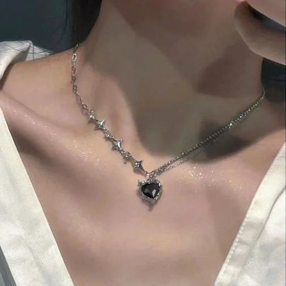 Y2K Purple Crystal Heart Pendant Necklace for Trendy Women AY5717202AY
