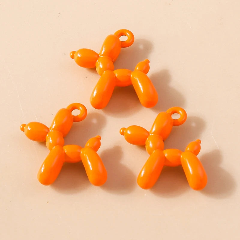 Vibrant 3D Balloon Dog Charms Set for Creative Jewelry Design