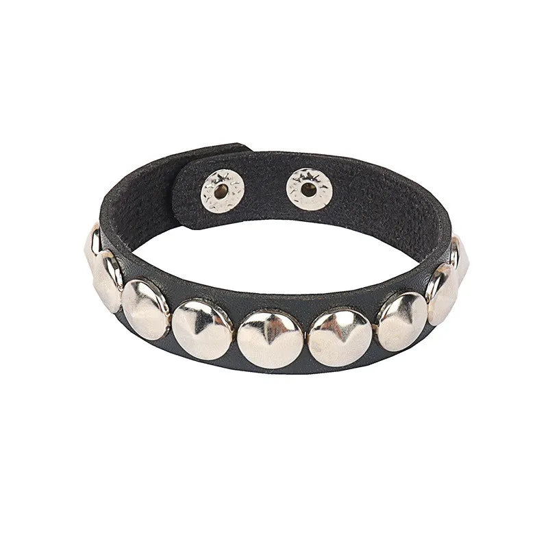 Gothic Punk Cat Heart Leather Bracelet For Women And Men