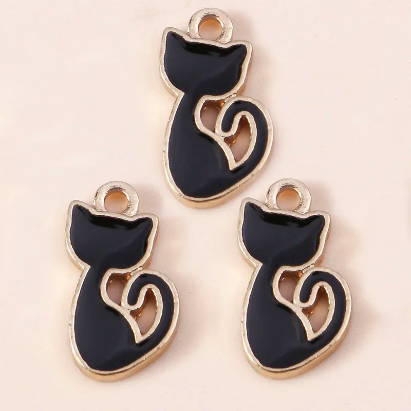 10 Pieces Mixed Cute Animal Charms Enamel Butterfly Cow Snail Cat Rabbit Deer Pendants for DIY Jewelry Making