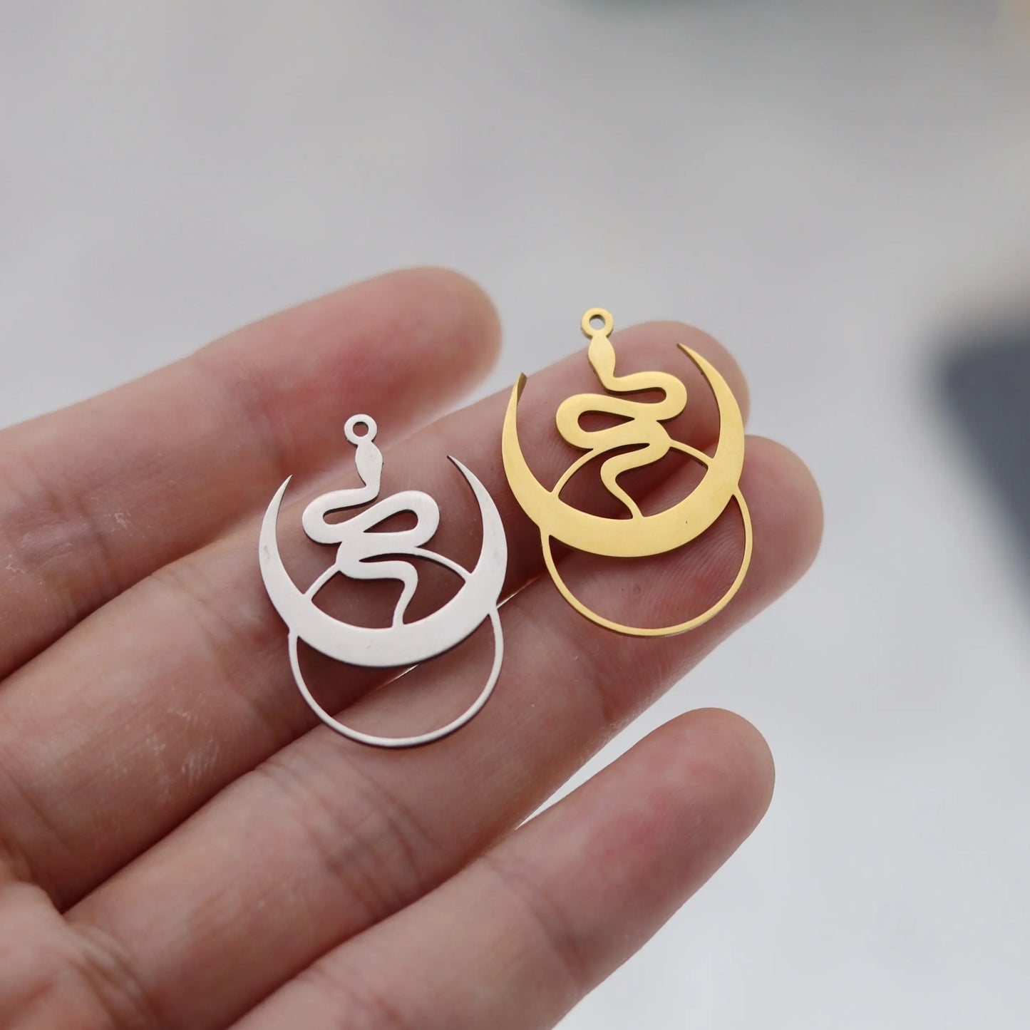 Elegant DIY Amulet Set: Phoenix Bird, Hummingbird, Snake Charms in Stainless Steel for Jewelry Making
