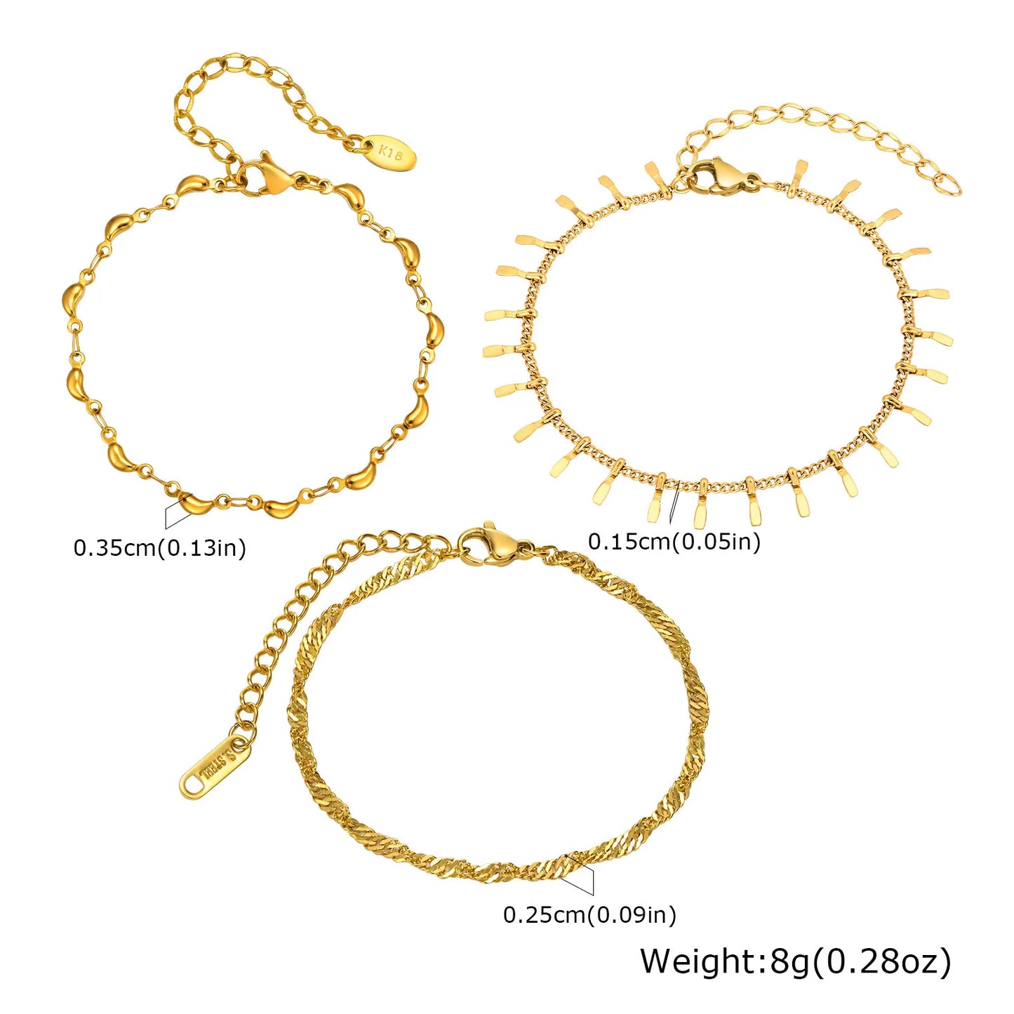 Elegant Gold Plated Link Bracelet for Women - Adjustable Stainless Steel Waterproof Jewelry