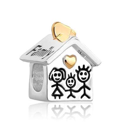 European 925 Silver Mother Daughter Charms Family Tree Jewelry Bead for Bracelets and Necklaces