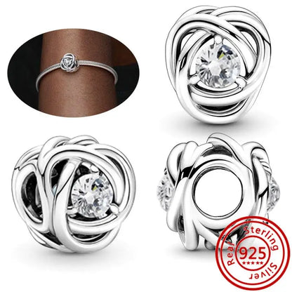 925 Sterling Silver Zodiac Pendant with Colorful Zircon for Charm Bracelets N323 3mm-4mm