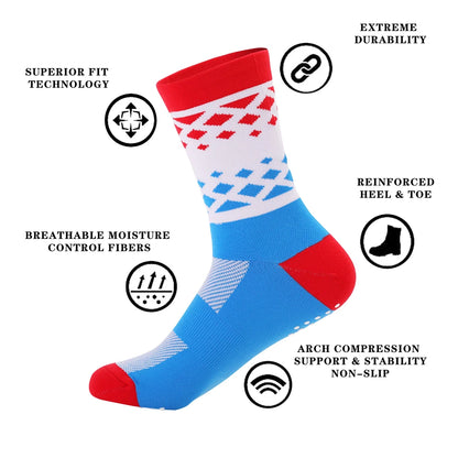 Breathable Anti Skid Mid Calf Sport Socks For Cycling