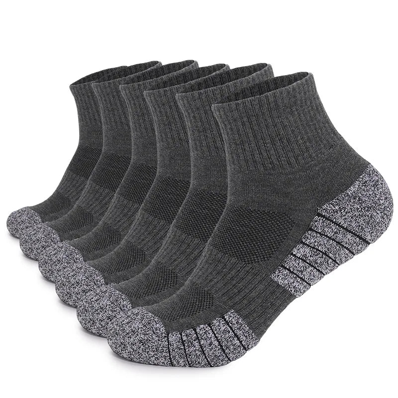 6 Pairs Mens Thermal Terry Hiking Socks Mid Crew Cushioned