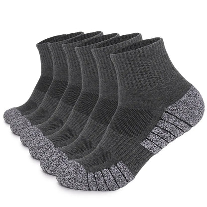 6 Pairs Mens Thermal Terry Hiking Socks Mid Crew Cushioned