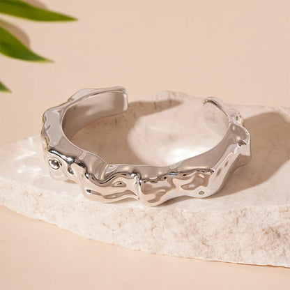 Chic Irregular Cuff Bracelets for Women in Glossy Gold and Silver - Fashion Statement Bangle Jewelry