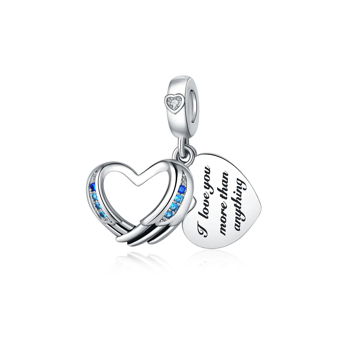 Sterling Silver 925 Angel Wing Heart Bird Charms for Bracelets and Necklaces Women's Fine DIY Jewelry Gifts