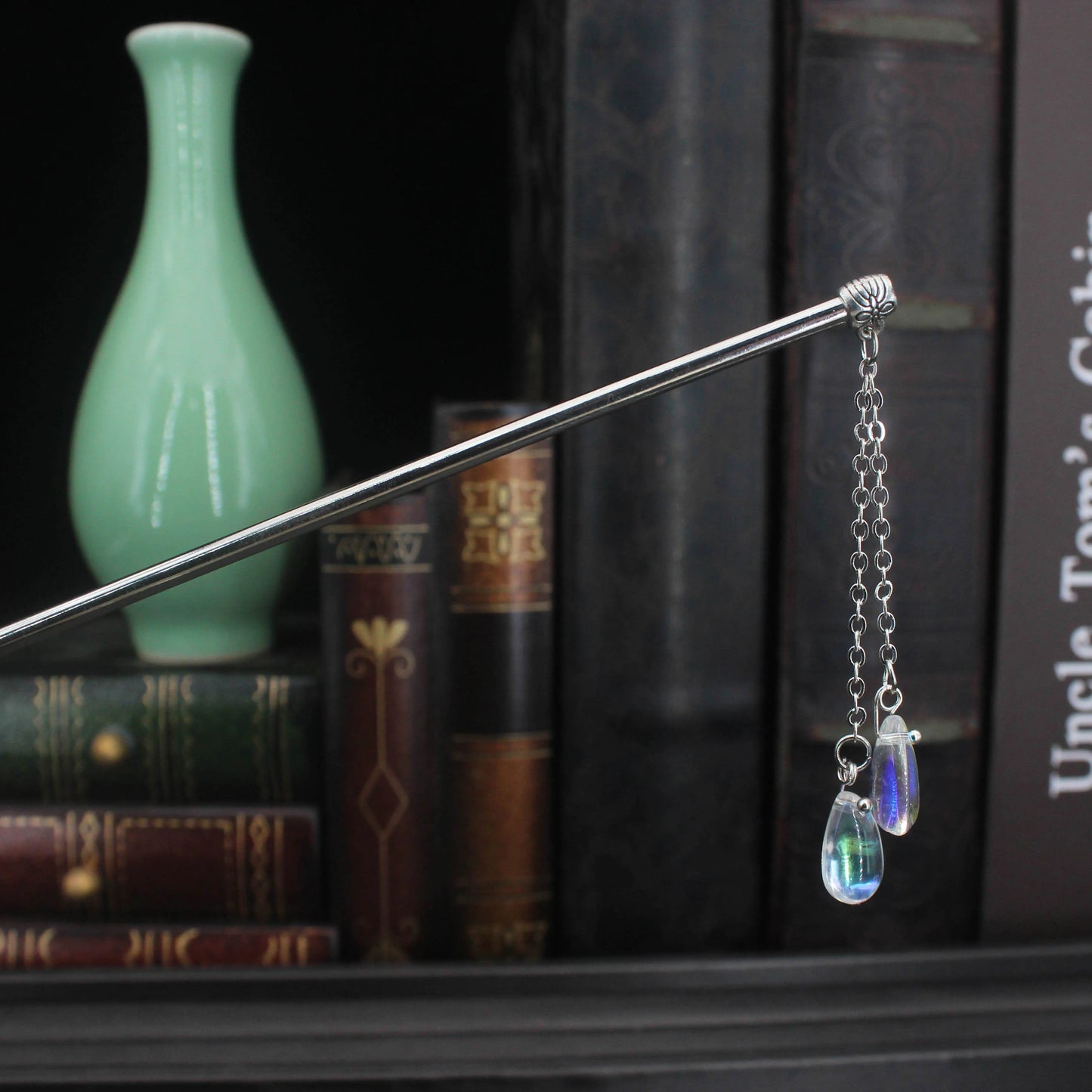 Fashion Metal Chinese Hair Stick with Butterfly Crystal Accent for Women in Silver and Gold - Elegant Hair Jewelry Accessory Gift