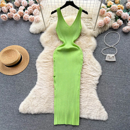 YuooMuoo Chic Fashion Sexy Wrap Hips Split Knitted Dress