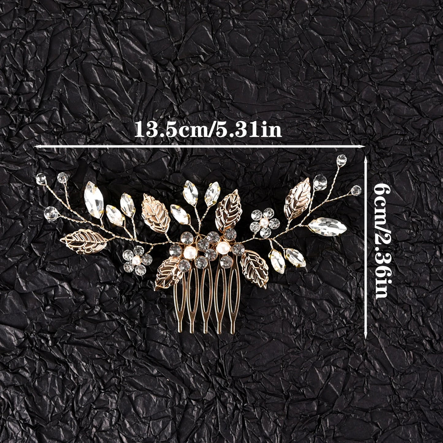 Crystal Pearl Leaf Hair Comb Clip - Handmade Wedding Tiara for Brides Style 2