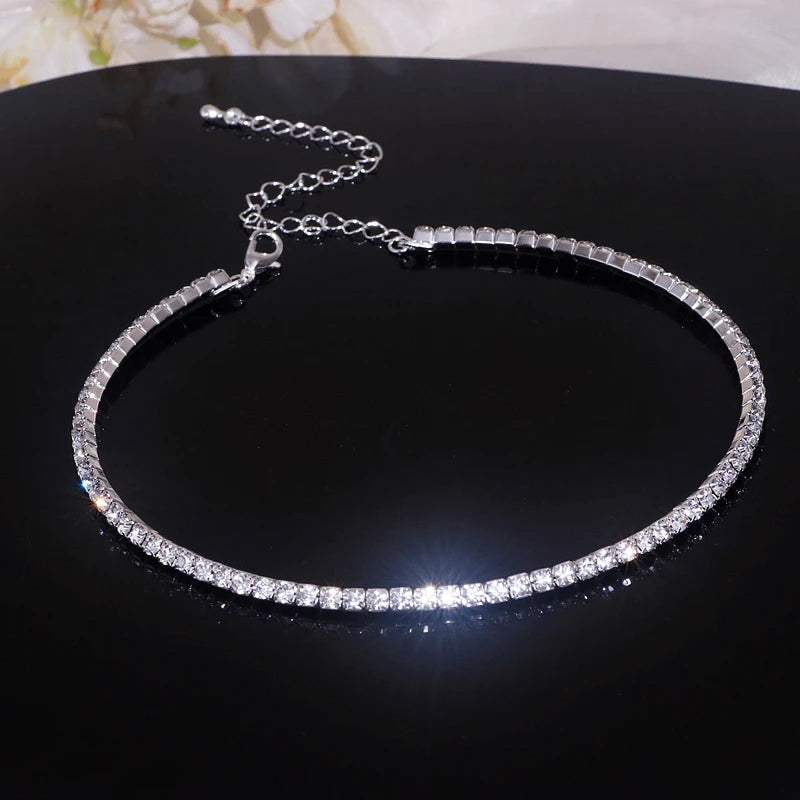 Luxury Round Rhinestone Jewelry Set for Women Classic Silver Necklace Bracelet and Earring Bridal Wedding Accessories