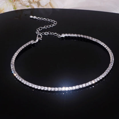 Luxury Round Rhinestone Jewelry Set for Women Classic Silver Necklace Bracelet and Earring Bridal Wedding Accessories