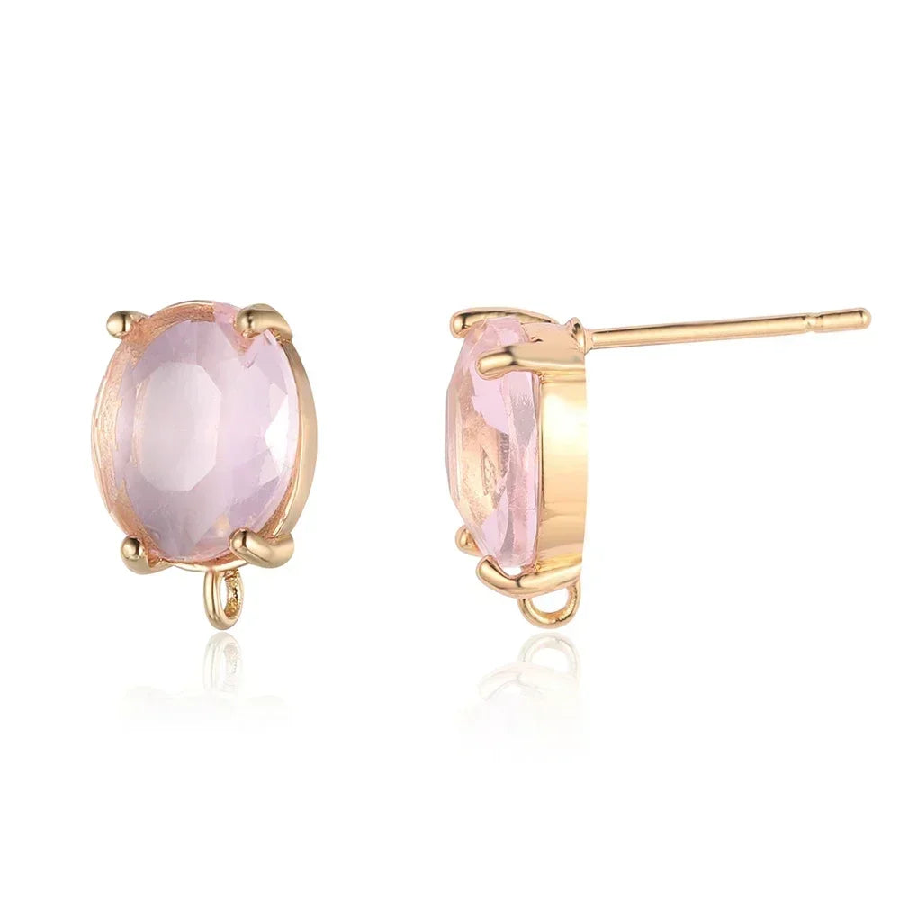 Elegant Copper Crystal Waterdrop Stud Earring Findings Set - 10 Piece Birthday Stone Jewelry Clasps