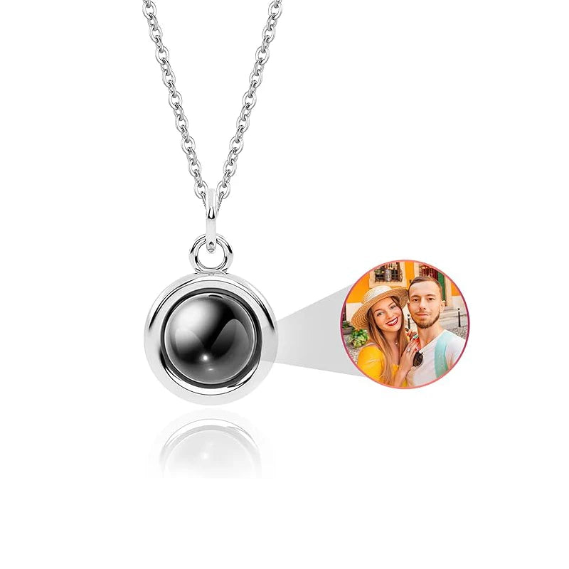 Personalized Dog Paw Photo Projection Necklace with I Love You in 100 Languages Necklace-3