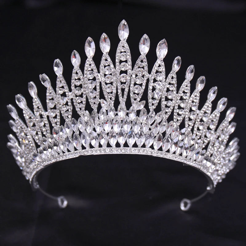 Bridal Bliss Silver Crystal Crown - Top-Rated Alloy Hair Accessory HG373Y