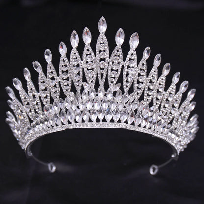 Bridal Bliss Silver Crystal Crown - Top-Rated Alloy Hair Accessory HG373Y