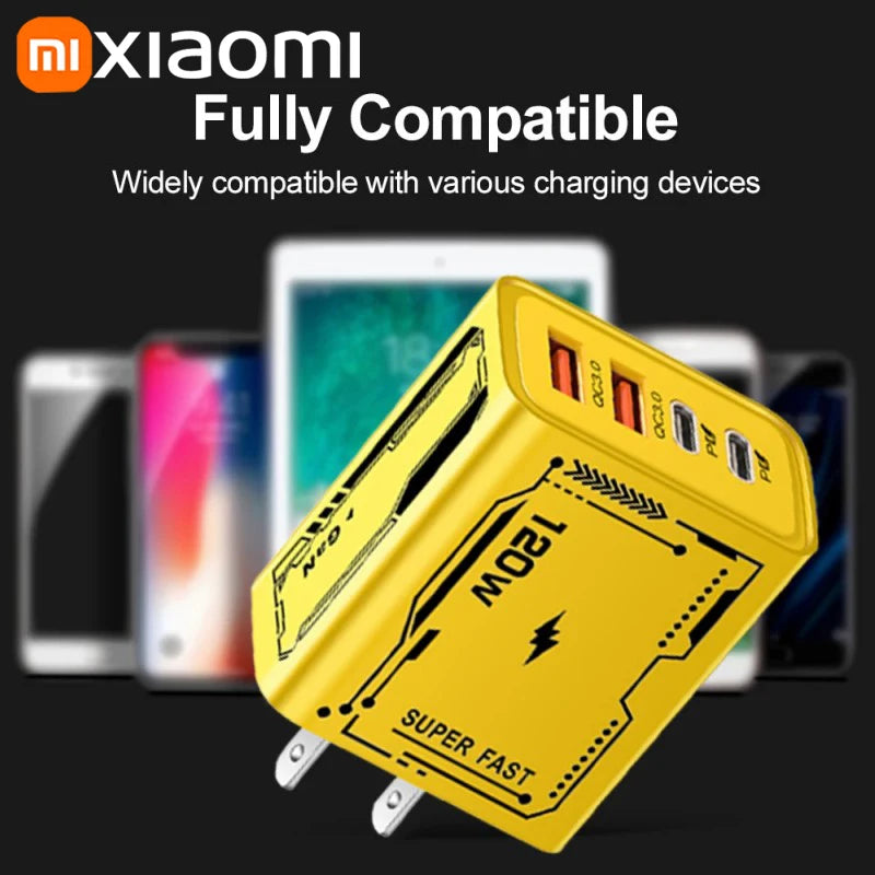Xiaomi 120W Ultra Fast GaN USB C Charger Quick Charge 3.0 Type C Power Adapter For iPhone Samsung And Xiaomi