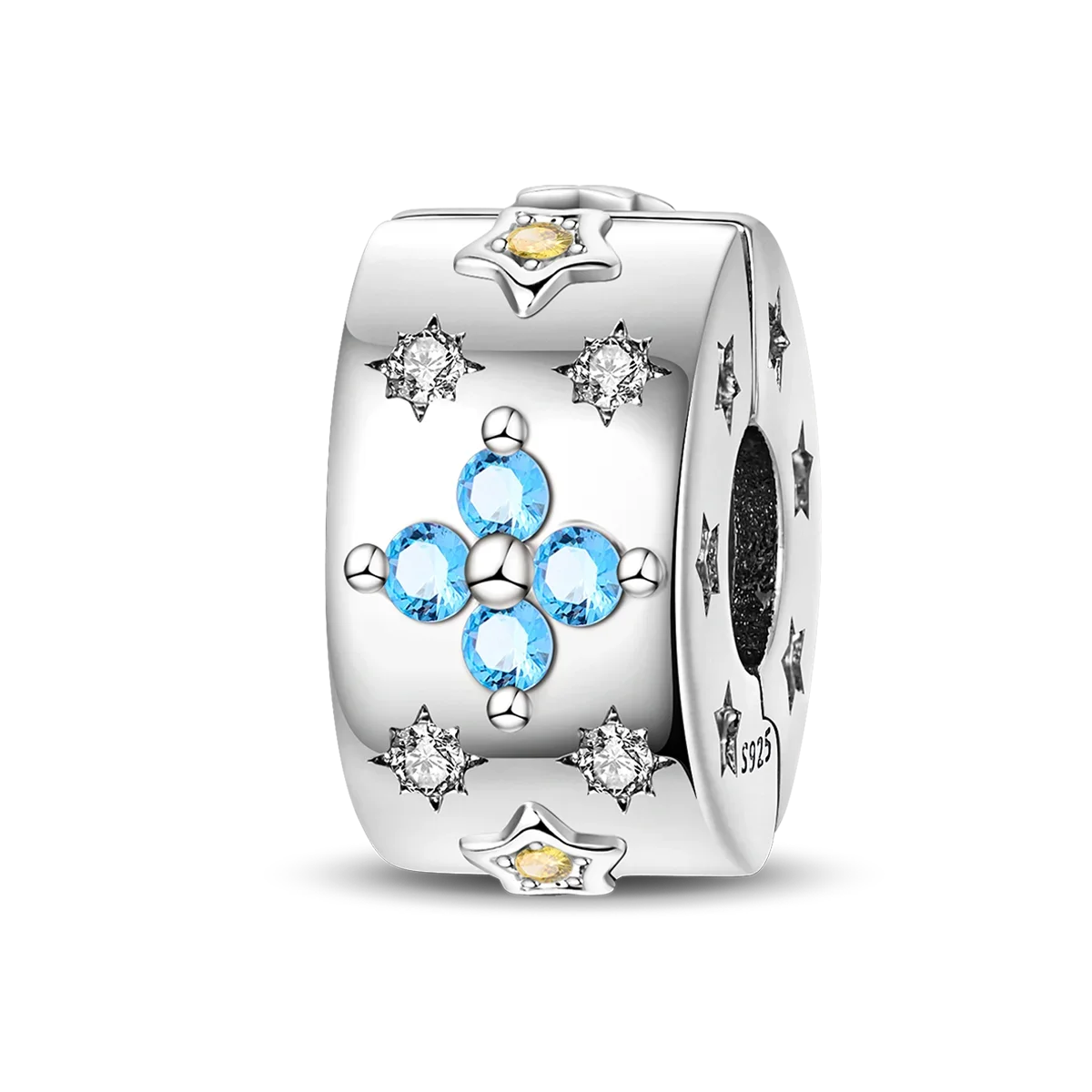 925 Sterling Silver Colorful Butterfly Star Moon Flower Beads Clip Charm for DIY Bracelets Fine Jewelry