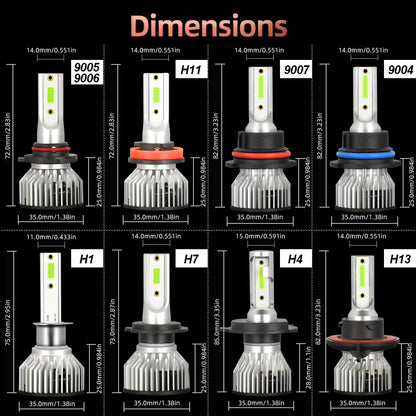 8000K Ice Blue LED Headlight Bulbs 25000LM Ultra Bright Hi Lo Beam Fit 99 Percent Vehicles 2 Pack