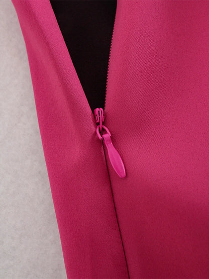 Women High Street Solid Color Side Zipper Sexy Mini Skirt