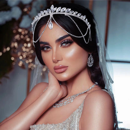 Elegant Rhinestone Wedding Tiara Silver Crystal Bride Headband