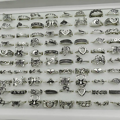 30pcs Alloy Finger Rings Set Trendy Floral and Animal Designs for Women mix size(15mm-19mm) 30pcs style 1 30pcs