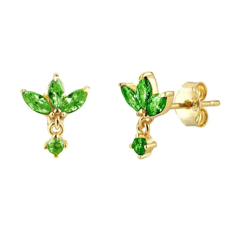 925 Sterling Silver Tiny Stud Earrings Colorful Crystal Luxury Jewelry LN0174-10