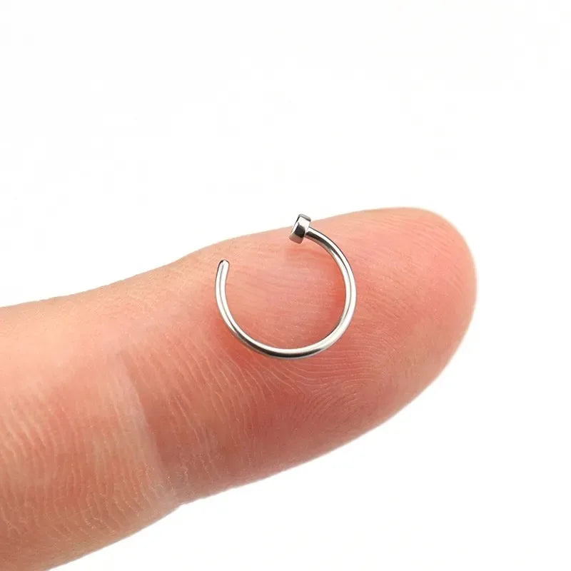 2/6 Pcs Top Rated Stainless Steel Fake Nose Rings for Women Stylish Lip and Nostril Piercing Jewelry