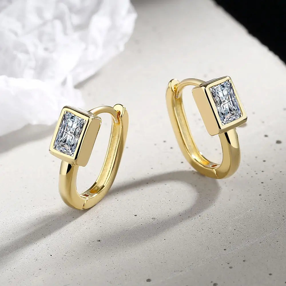 Elegant 925 Sterling Silver Zircon Stud Earrings for Women's Wedding and Engagement