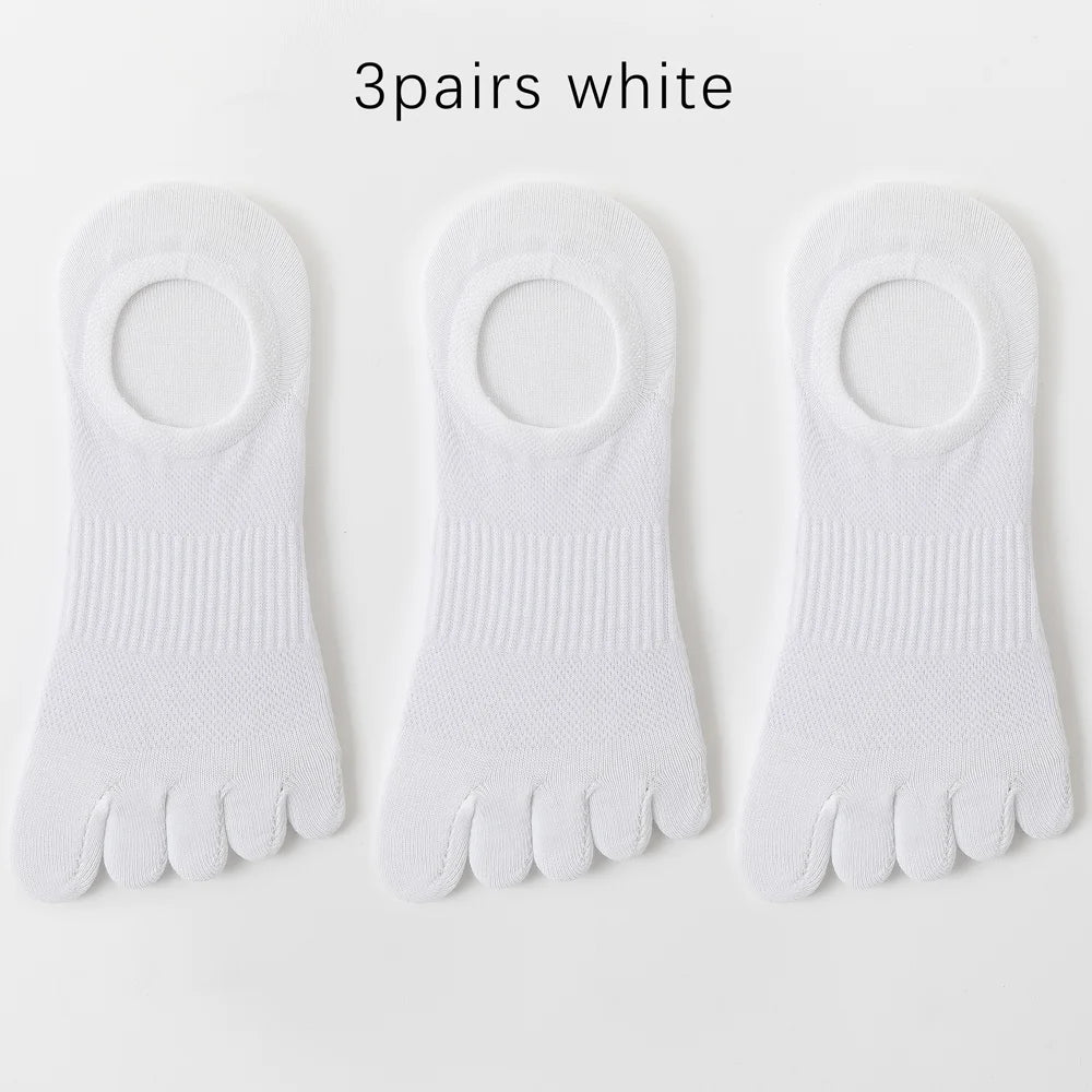 3 Pairs Mens Five Toe Breathable Anti Odor Ankle Socks