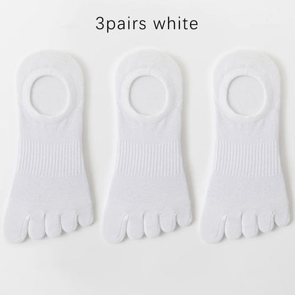 3 Pairs Mens Five Toe Breathable Anti Odor Ankle Socks