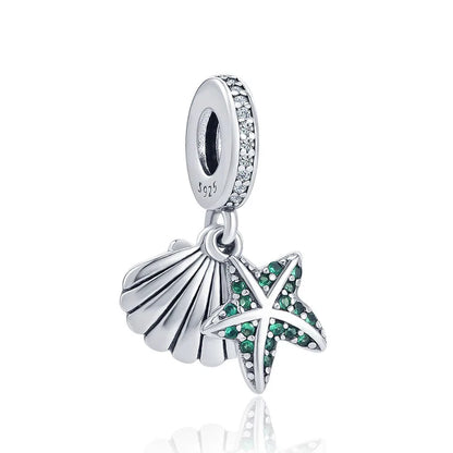 925 Sterling Silver Green Clover Pendant for European Bracelet Charms Women Jewelry B1075