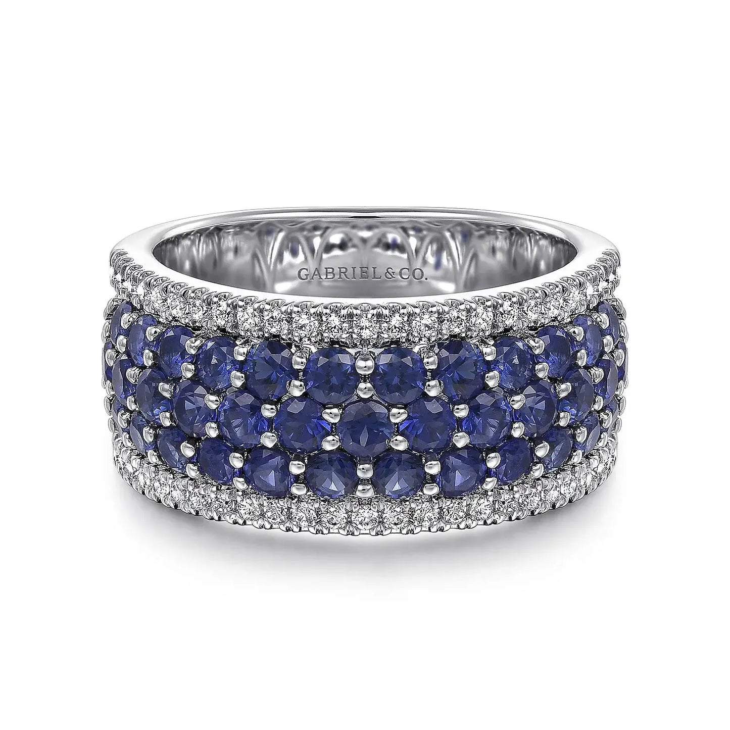 Luxury Silver Color Round Ring for Women with Blue Stones Fashion Jewelry Silver