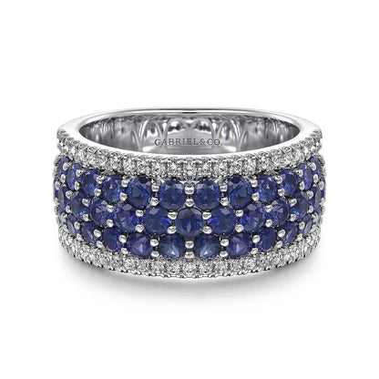 Luxury Silver Color Round Ring for Women with Blue Stones Fashion Jewelry Silver