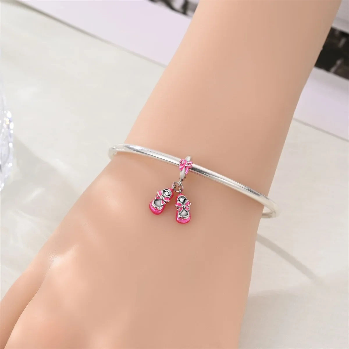 Romantic 925 Sterling Silver Lipstick Charm Pendant with Zircon for Womens Bracelets Necklaces DIY Jewelry Gift