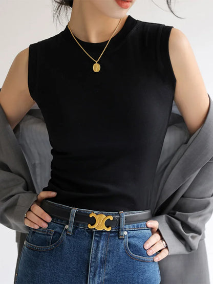 Women Cotton Camisole Vest Round Neck Colorful Sleeveless