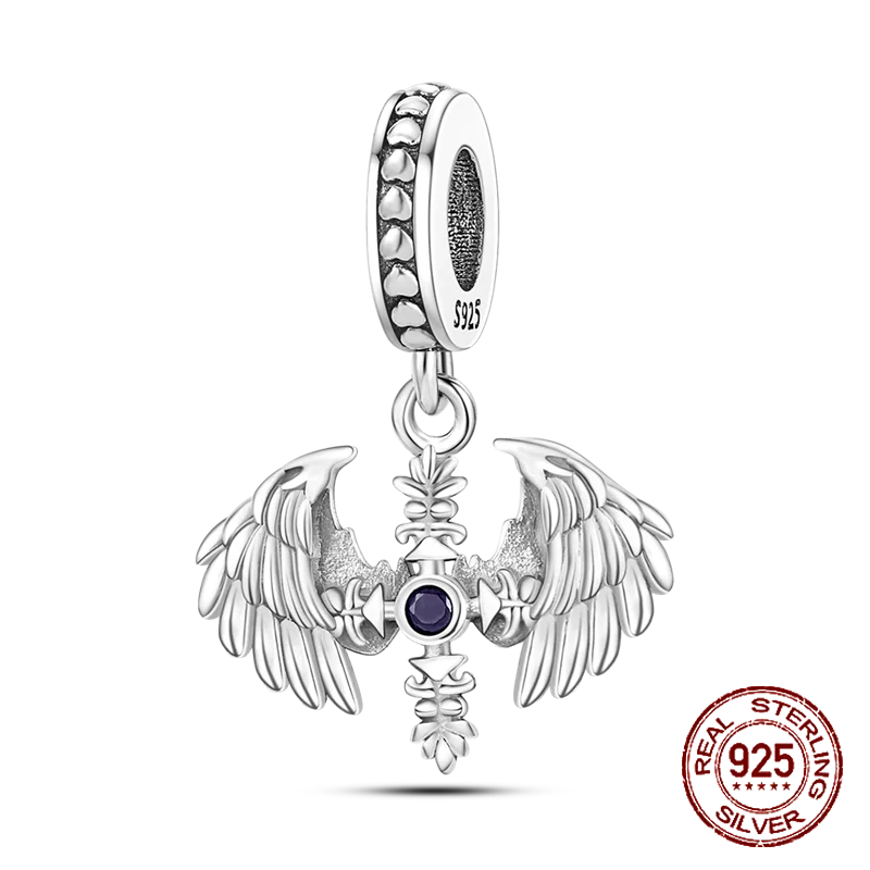 Inlaid Zircon Heart Charm Beads 925 Sterling Silver Dangle for Bracelets SMC2316