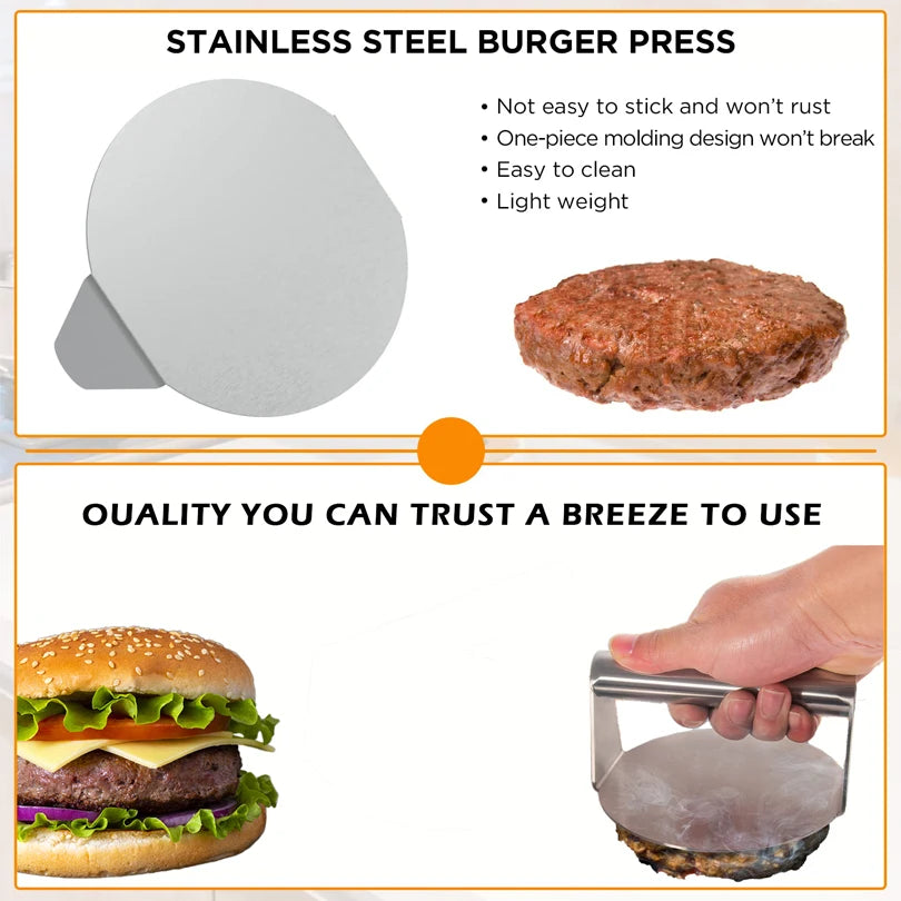 Stainless Steel Smash Burger Press for Perfect Patties Kitchen Accessory Burger Press