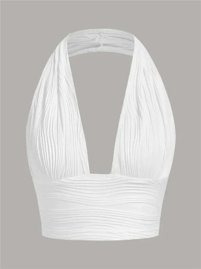Backless Crop Halter Top Women Y2K Summer 2024 Streetwear
