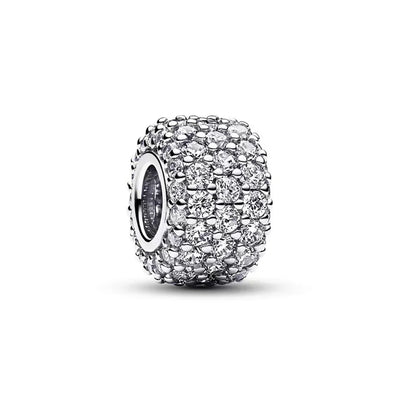 Sparkling 925 Sterling Silver Zircon Round Beads Diamond Charms for Women DIY Jewelry Gifts