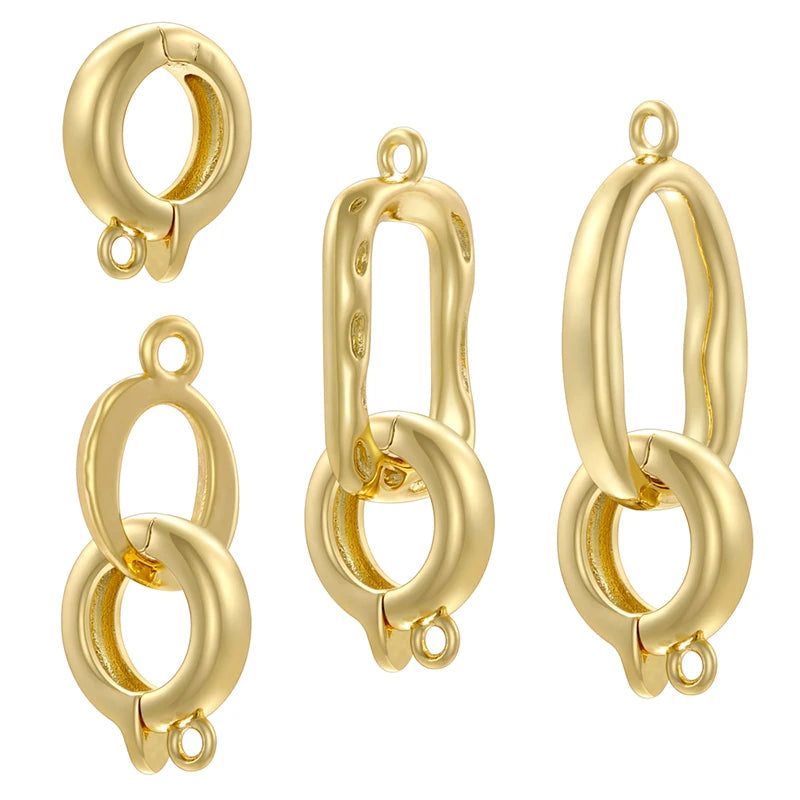 ZHUKOU 18K Gold Plated Connector Clasps for Jewelry Crafting in Four Elegant Styles